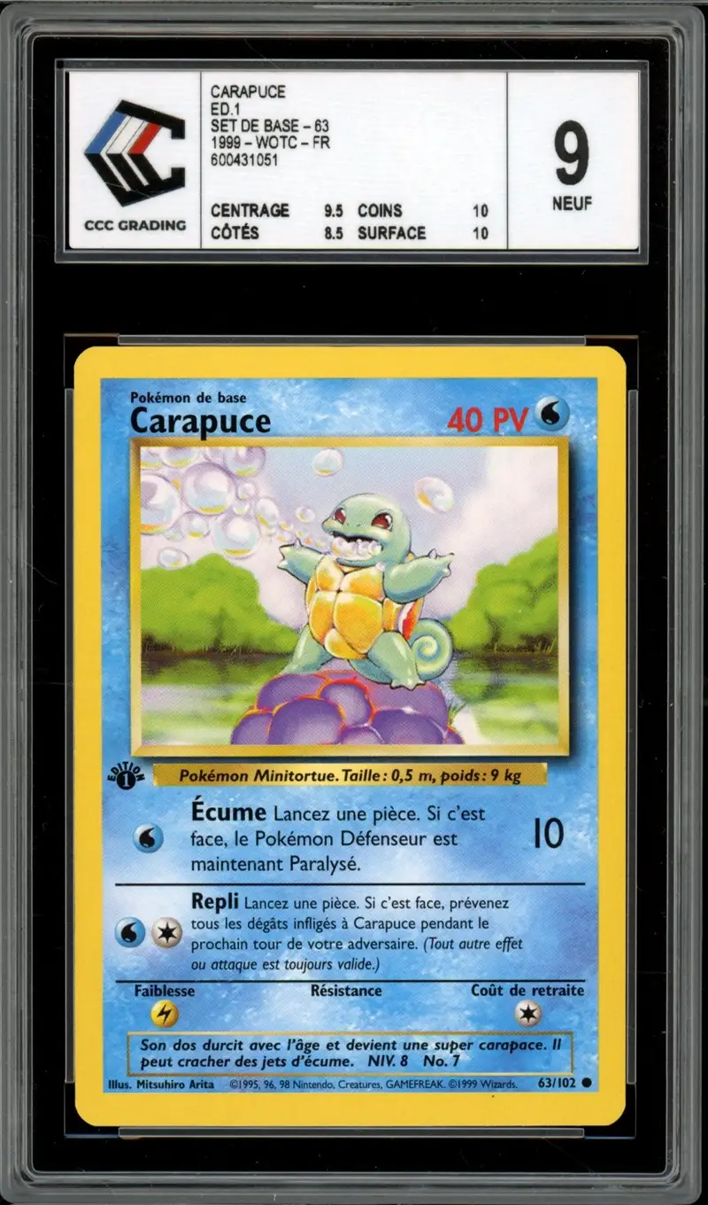 1999 squirtle pokemon card Squirtle 063/102 Base Set (Shadowless) Regular for sale online