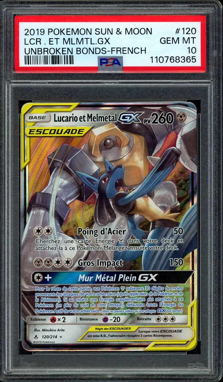 PSA 9 Lucario & Melmetal Gx