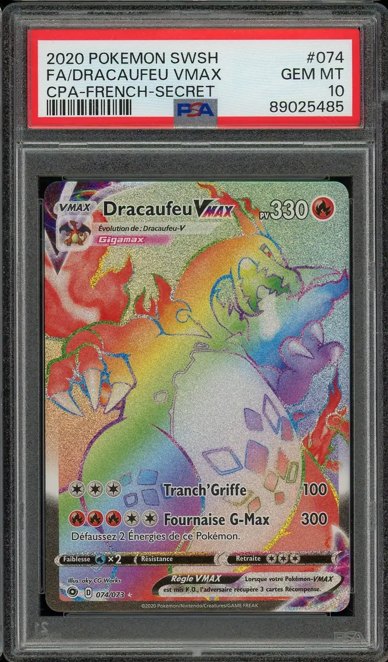 PSA 10 Dracaufeu VMax Rainbow