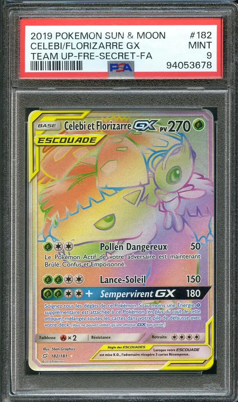 PSA 9 Celebi et Florizarre Gx Rainbow