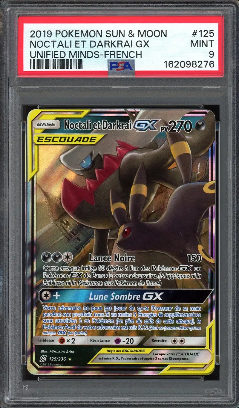 PSA 9 Noctali et Darkrai Gx