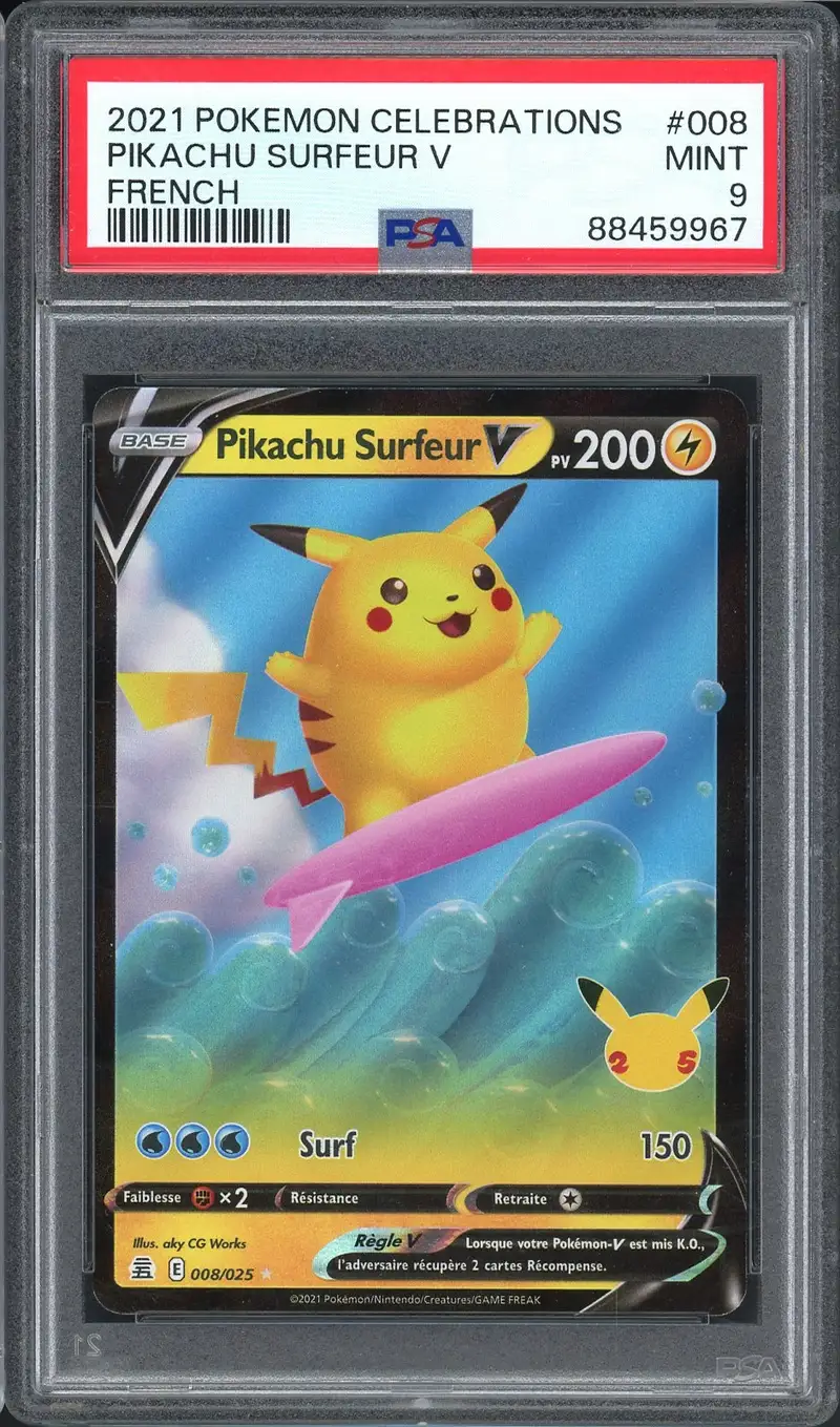 PSA 9 Pikachu Surfeur V
