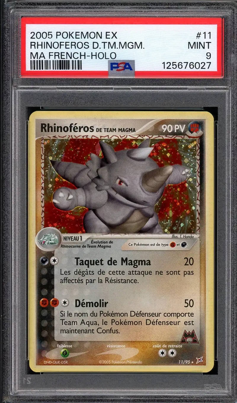 PSA 9 Rhinoféros de Team Magma Holo