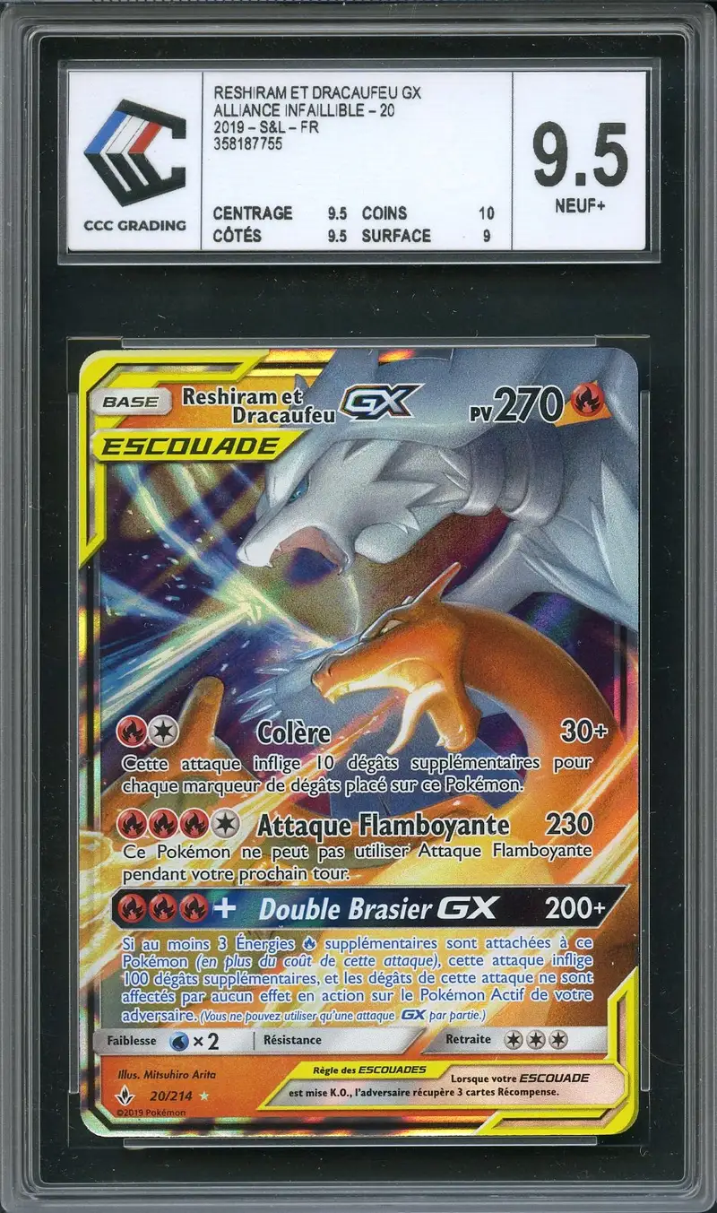 CCC 9.5 Reshiram et Dracaufeu Gx