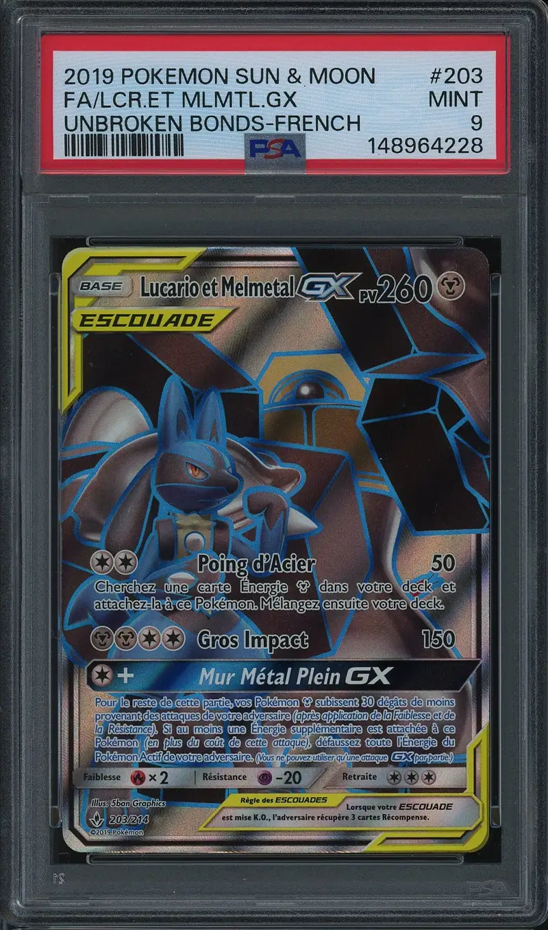 PSA 9 Lucario et Melmetal Gx
