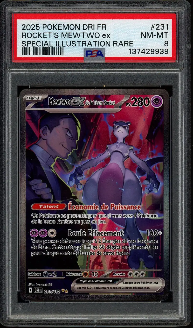 PSA 8 Mewtwo Ex de la Team Rocket