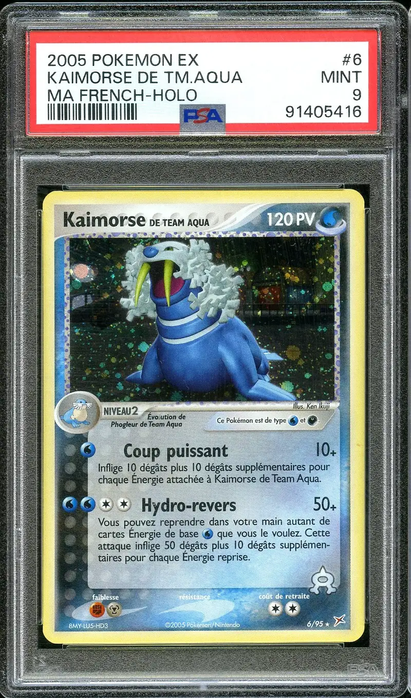 PSA 9 Kaimorse de Team Aqua Holo