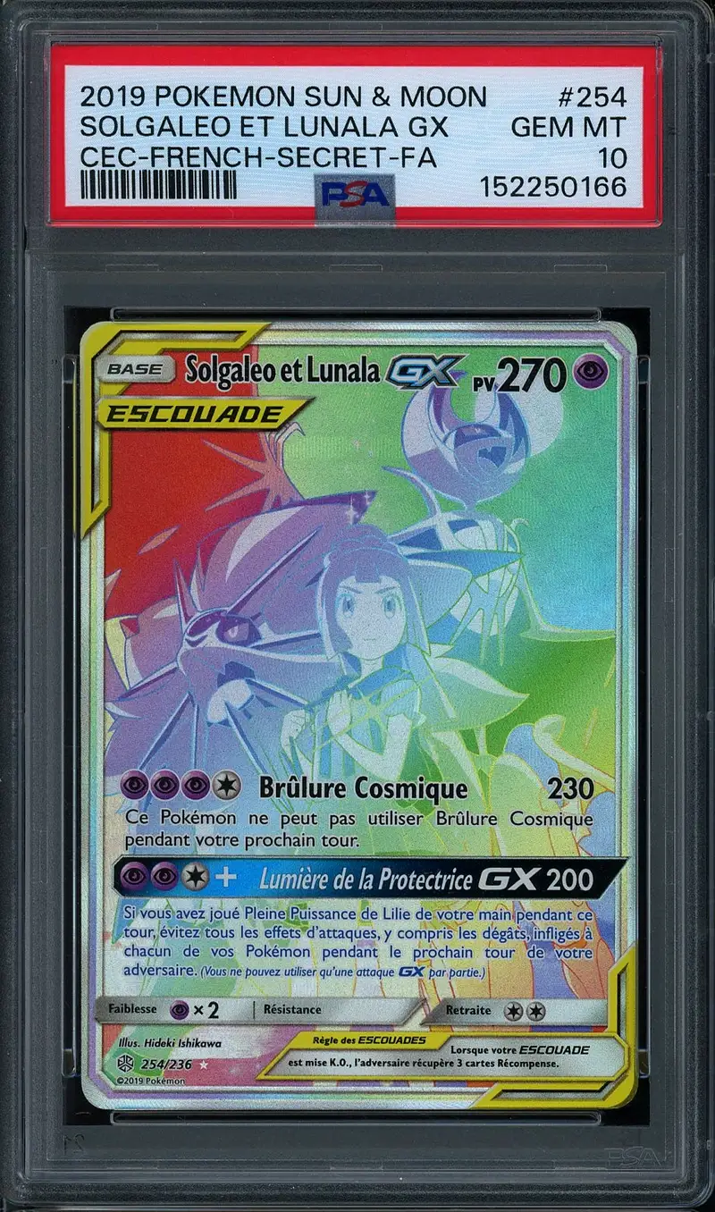 PSA 10 Solgaleo et Lunala Gx Rainbow