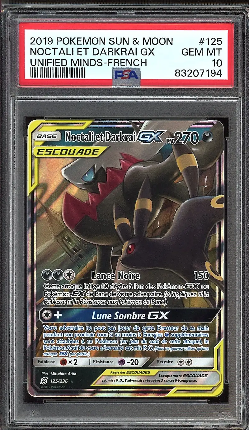 PSA 10 Noctali et Darkrai Gx