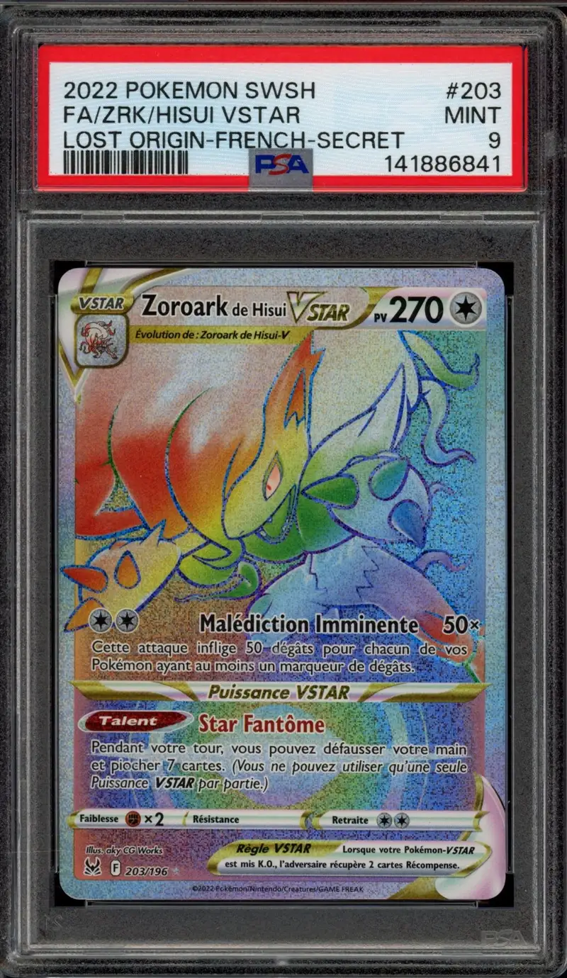PSA 9 Zoroark de Hisui VStar Rainbow