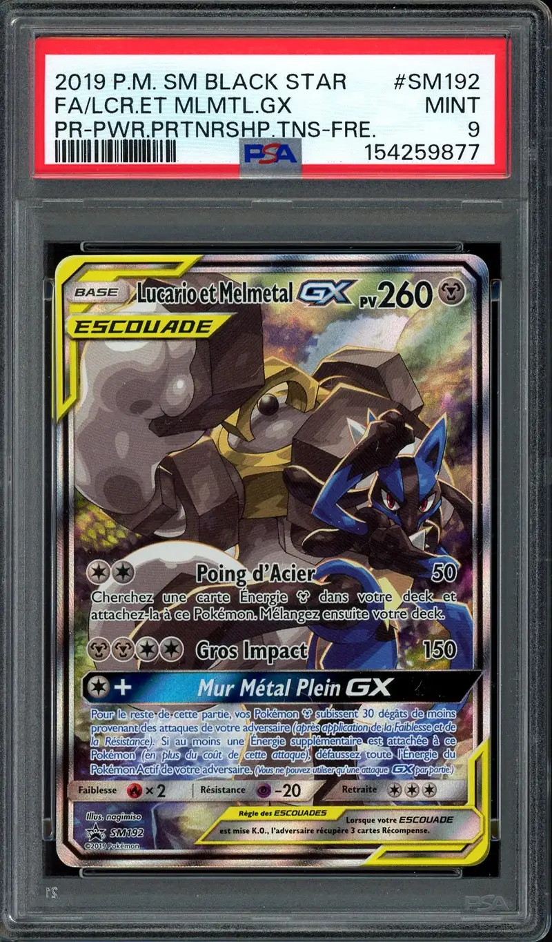 PSA 9 Lucario & Melmetal Gx