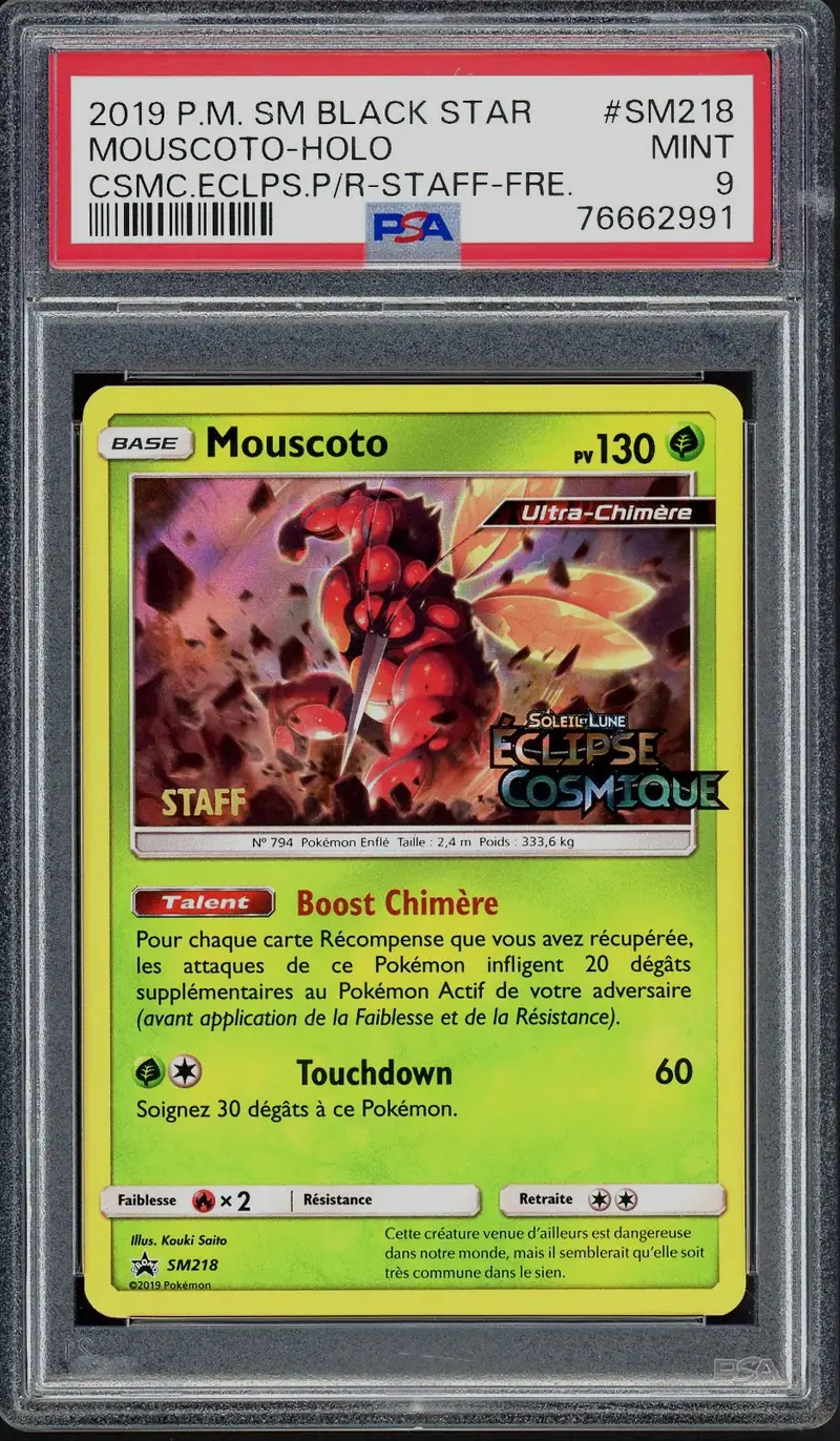 PSA 9 Mouscoto Holo Prerelease Staff