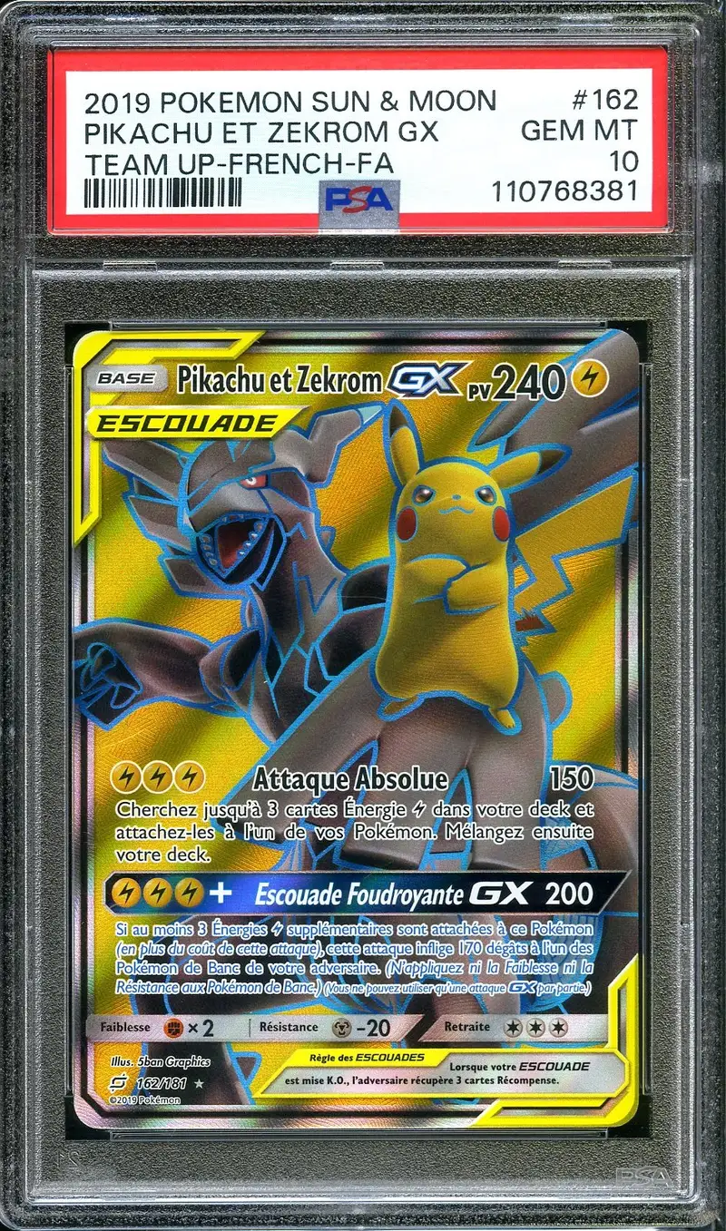 PSA 10 Pikachu et Zekrom Gx