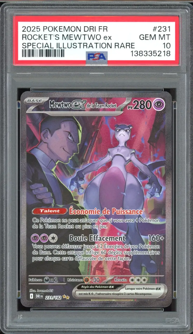 PSA 10 Mewtwo Ex de la Team Rocket