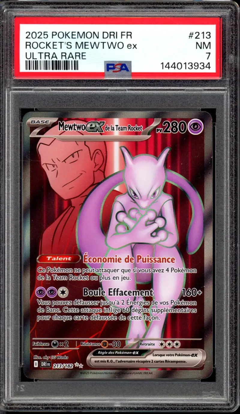 PSA 7 Mewtwo Ex de la Team Rocket