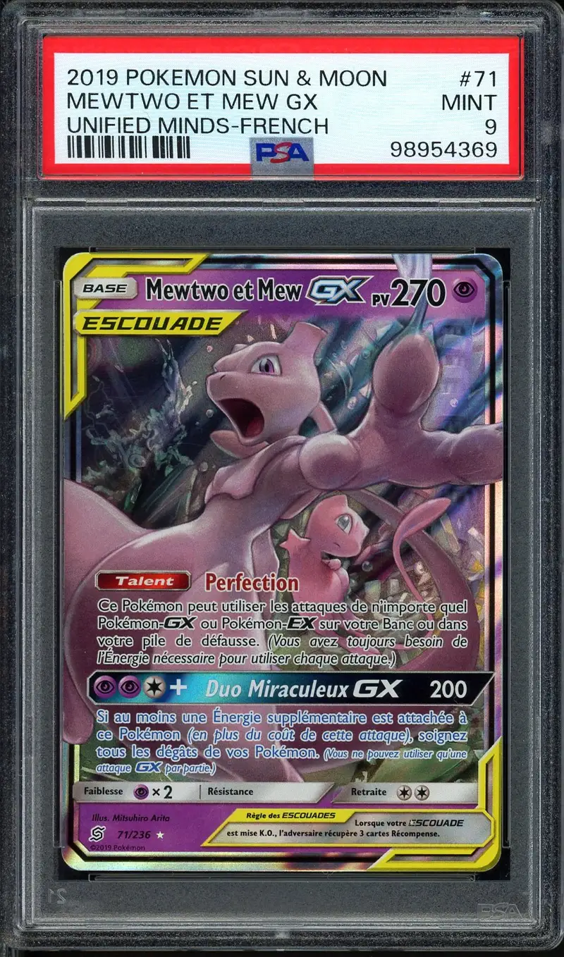 PSA 9 Mewtwo et Mew Gx