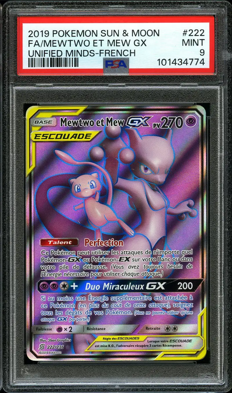PSA 9 Mewtwo et Mew Gx