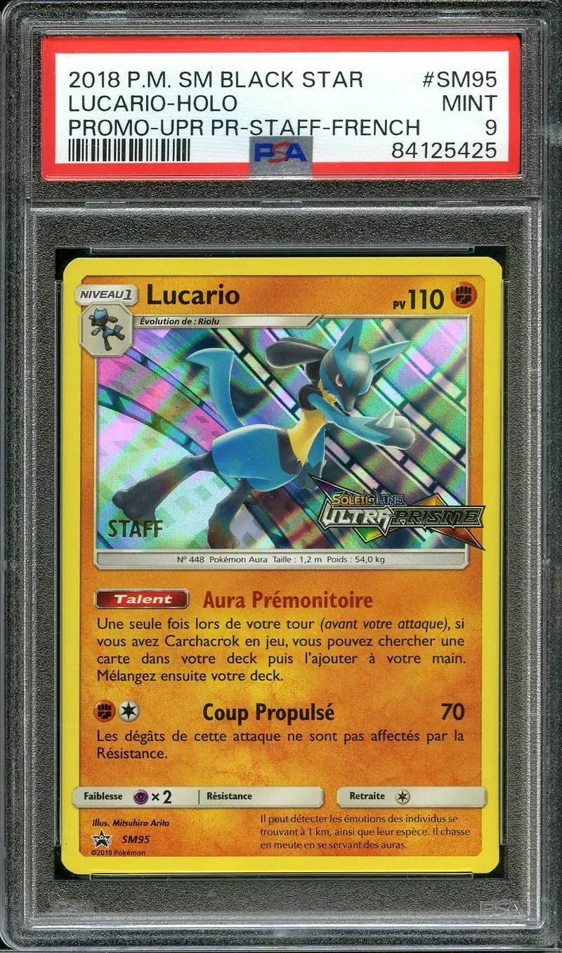 PSA 9 Lucario Prerelease Staff