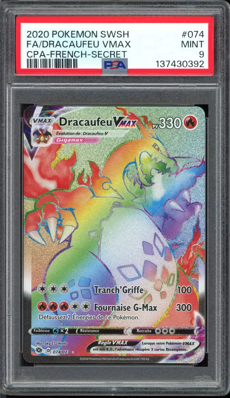 PSA 9 Dracaufeu VMax Rainbow