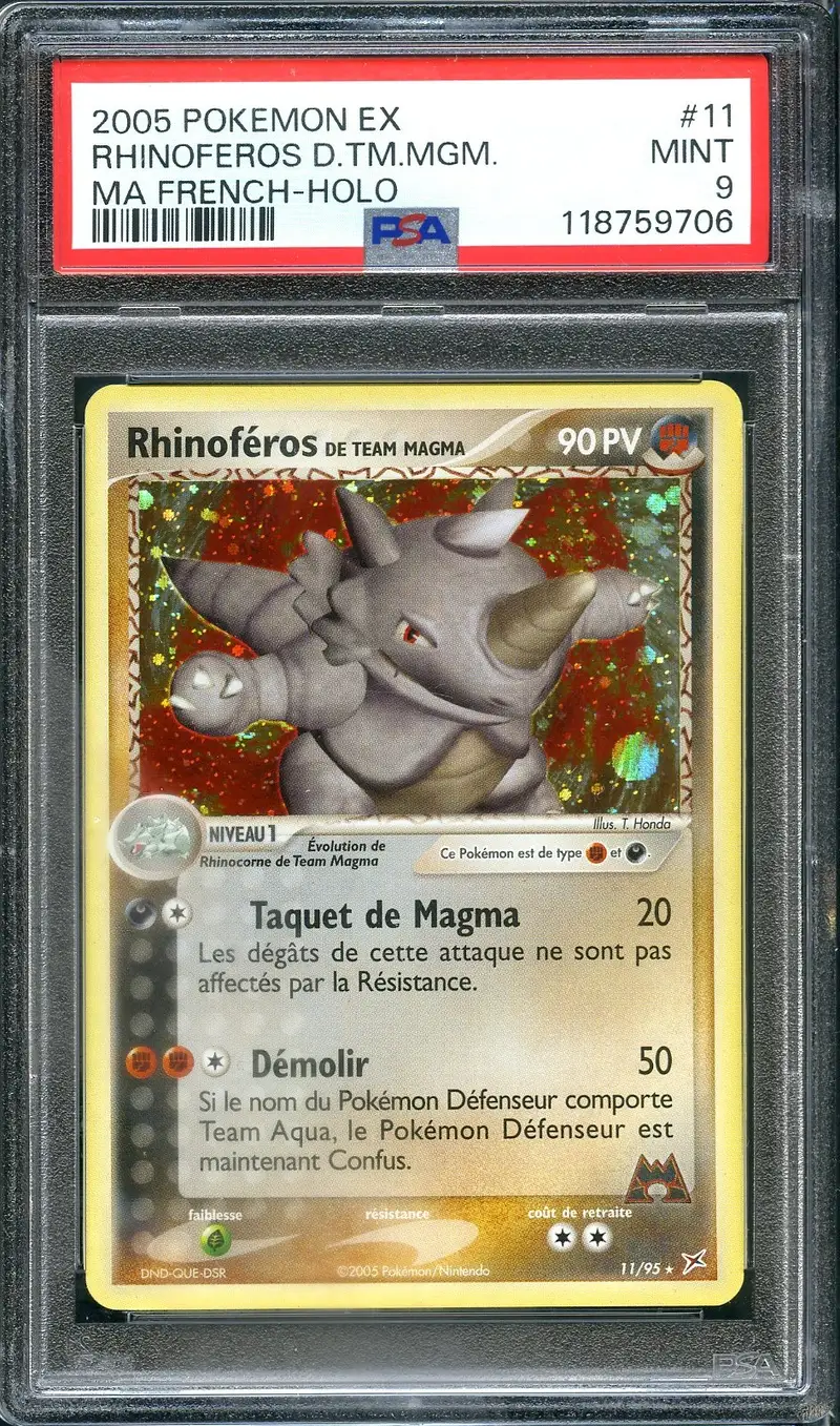 PSA 9 Rhinoféros de Team Magma Holo