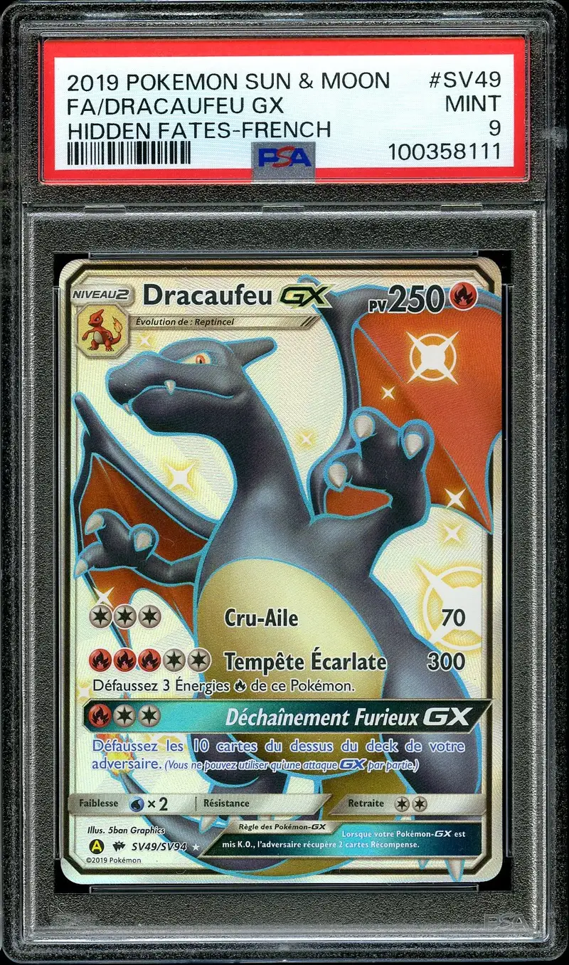 PSA 9 Dracaufeu Gx Shiny