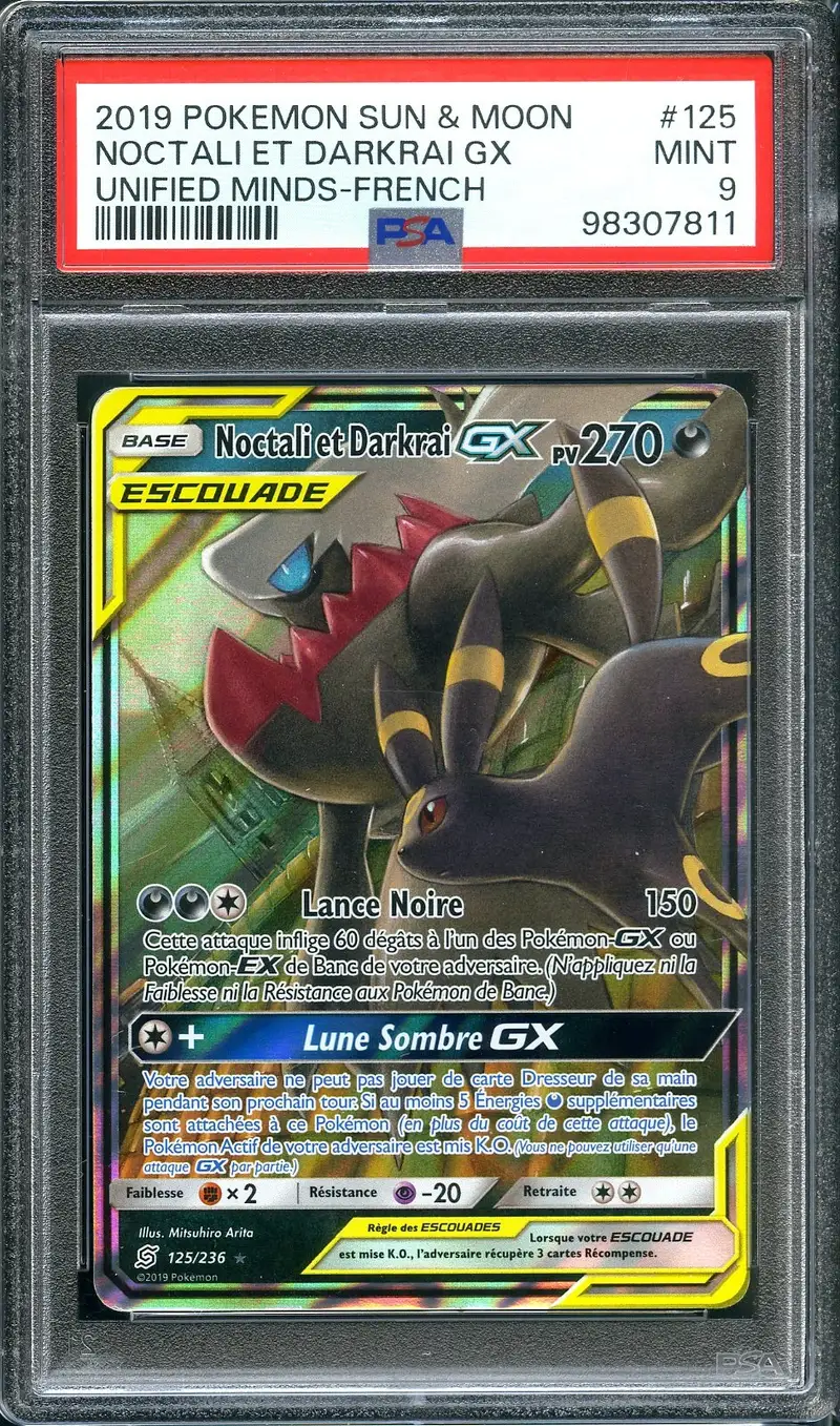 PSA 9 Noctali et Darkrai Gx
