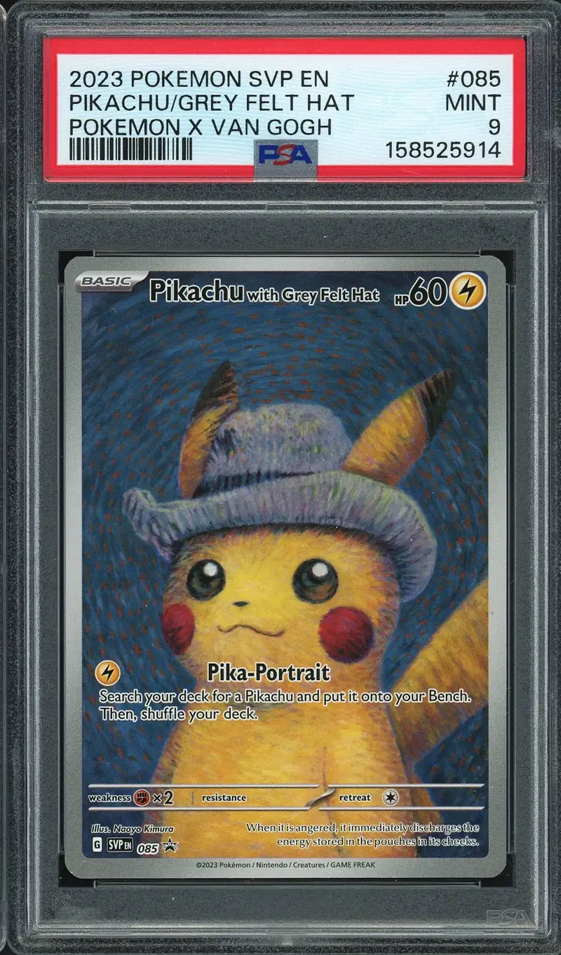 PSA 9 Pikachu with Grey Felt Hat