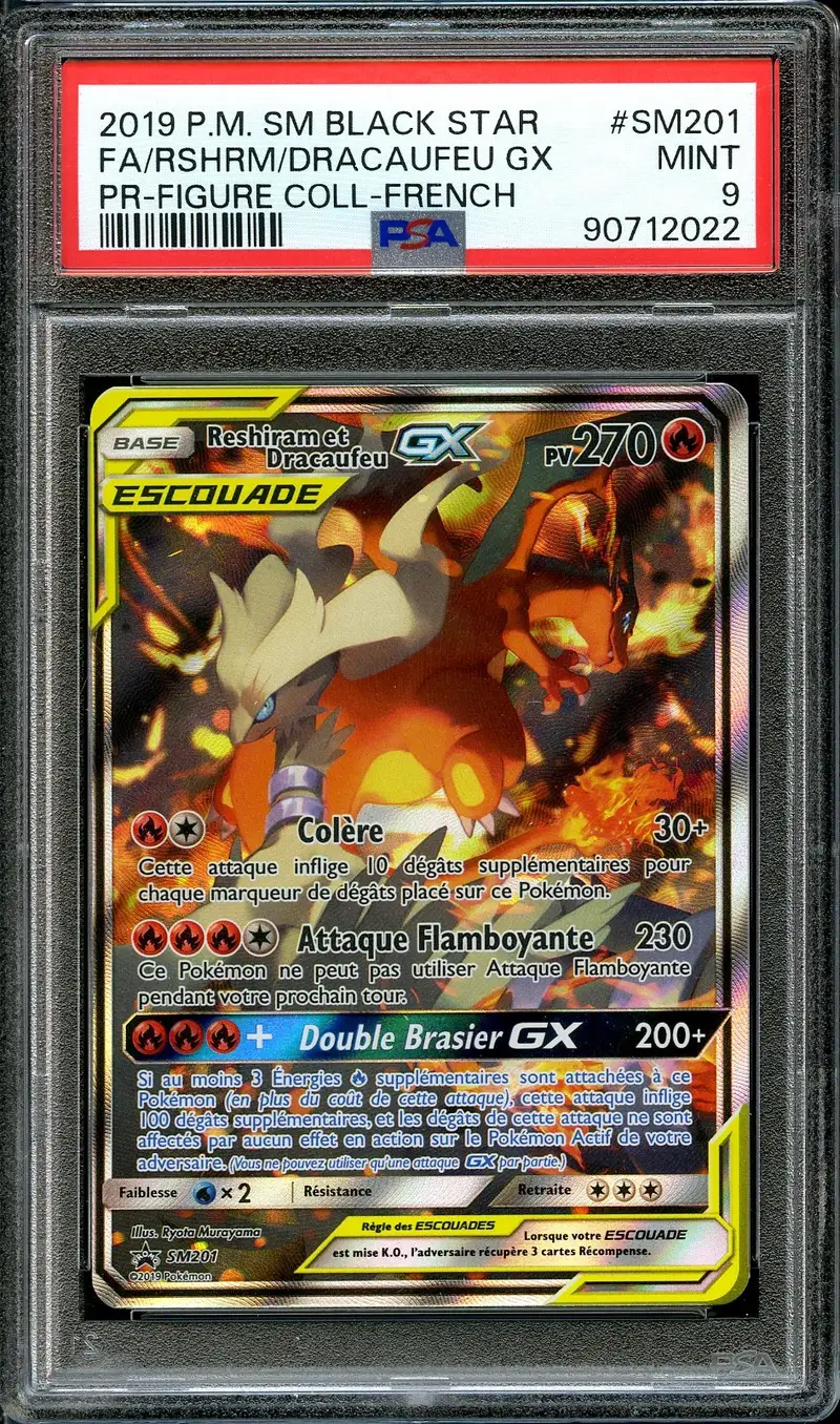PSA 9 Reshiram et Dracaufeu Gx