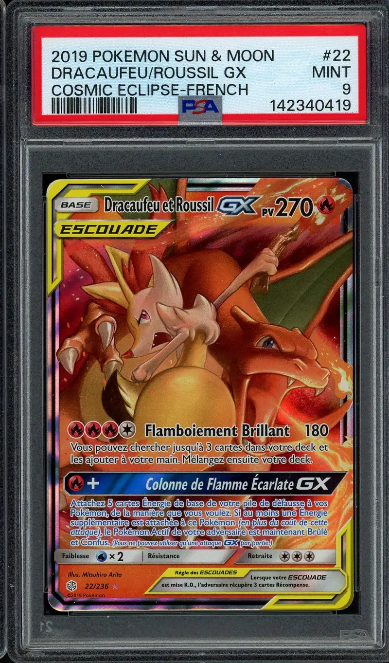PSA 9 Dracaufeu et Roussil Gx