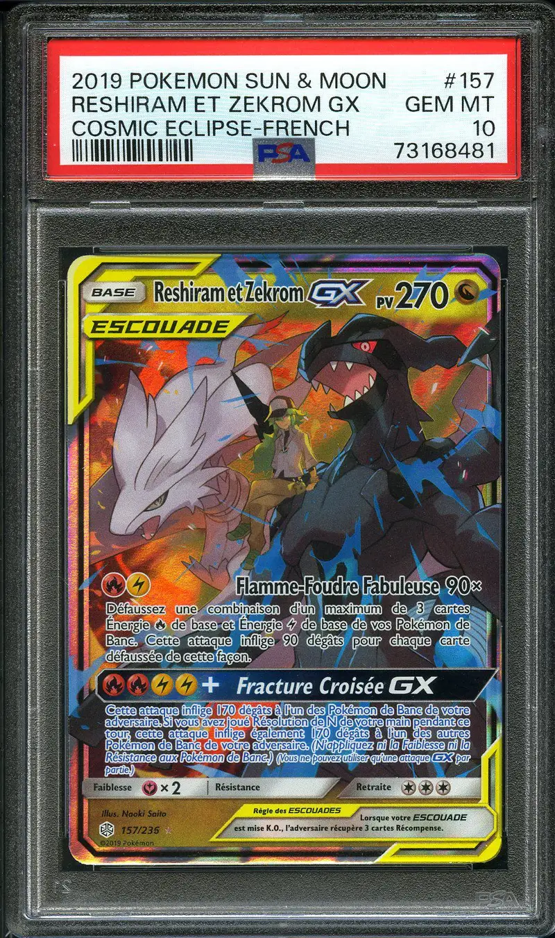 PSA 10 Reshiram et Zekrom Gx