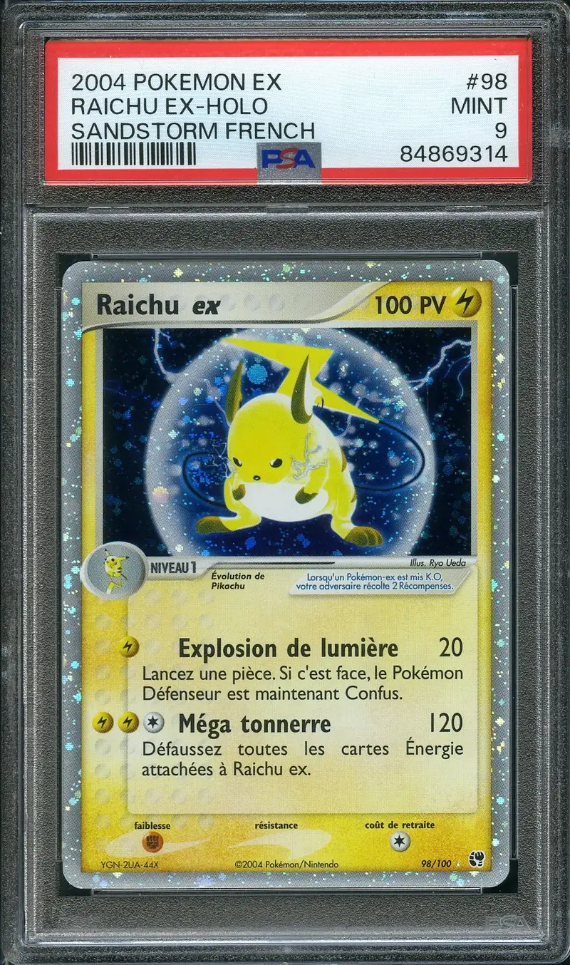 pokemon raichu ex card (EX Emerald 97) Evolves from Pikachu Type PSA 9 Raichu Ex