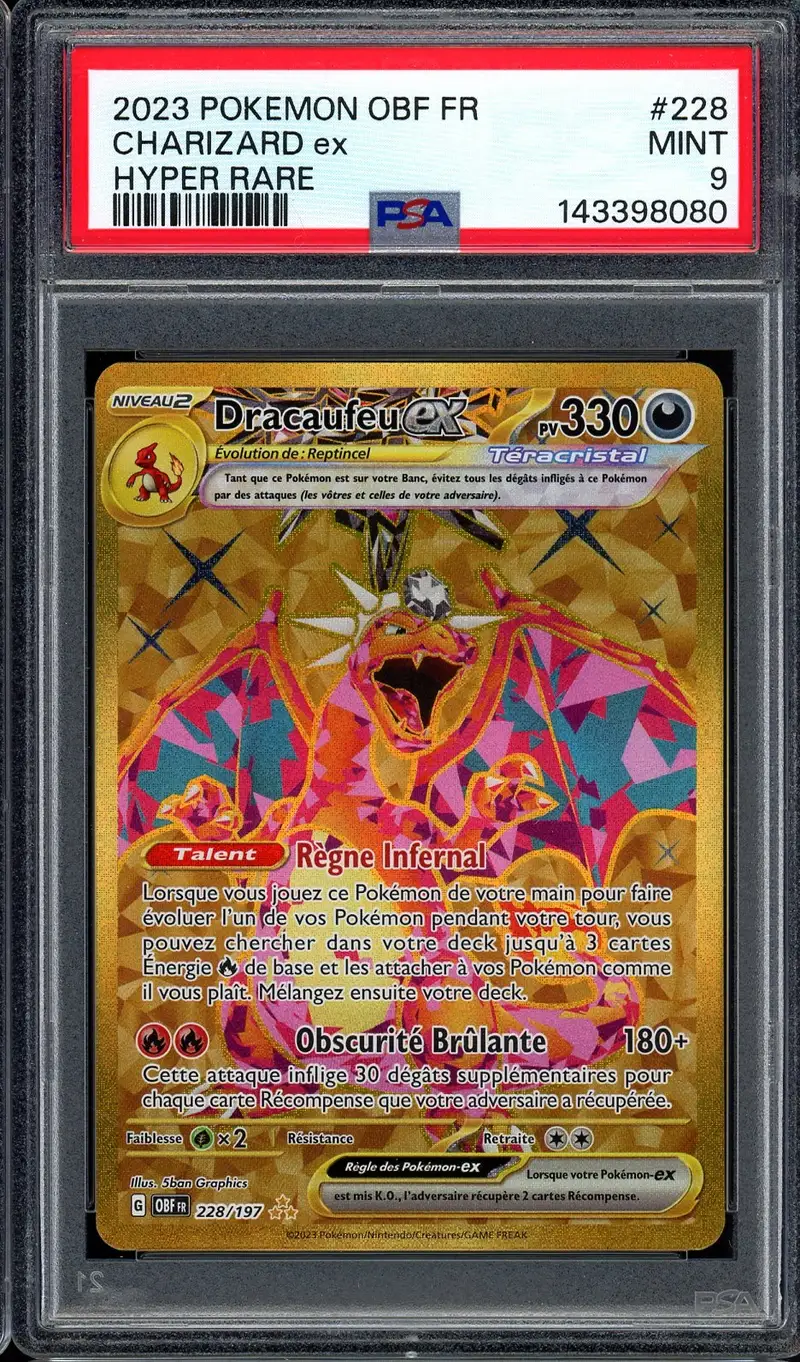 PSA 9 Dracaufeu Ex Gold