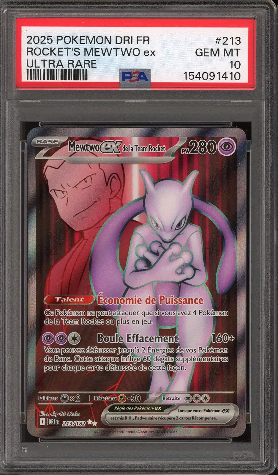 PSA 10 Mewtwo Ex de la Team Rocket