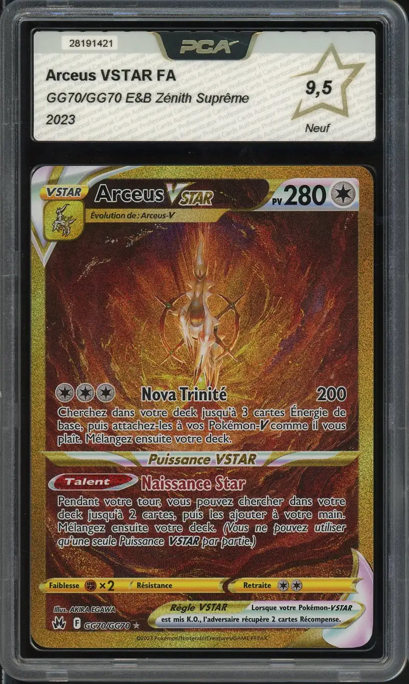 pokemon card golden arceus VSTAR Crown Zenith GG70 PSA 9  TBC Games have for your premier collection. CardAura Arceus VSTAR GG70 Crown