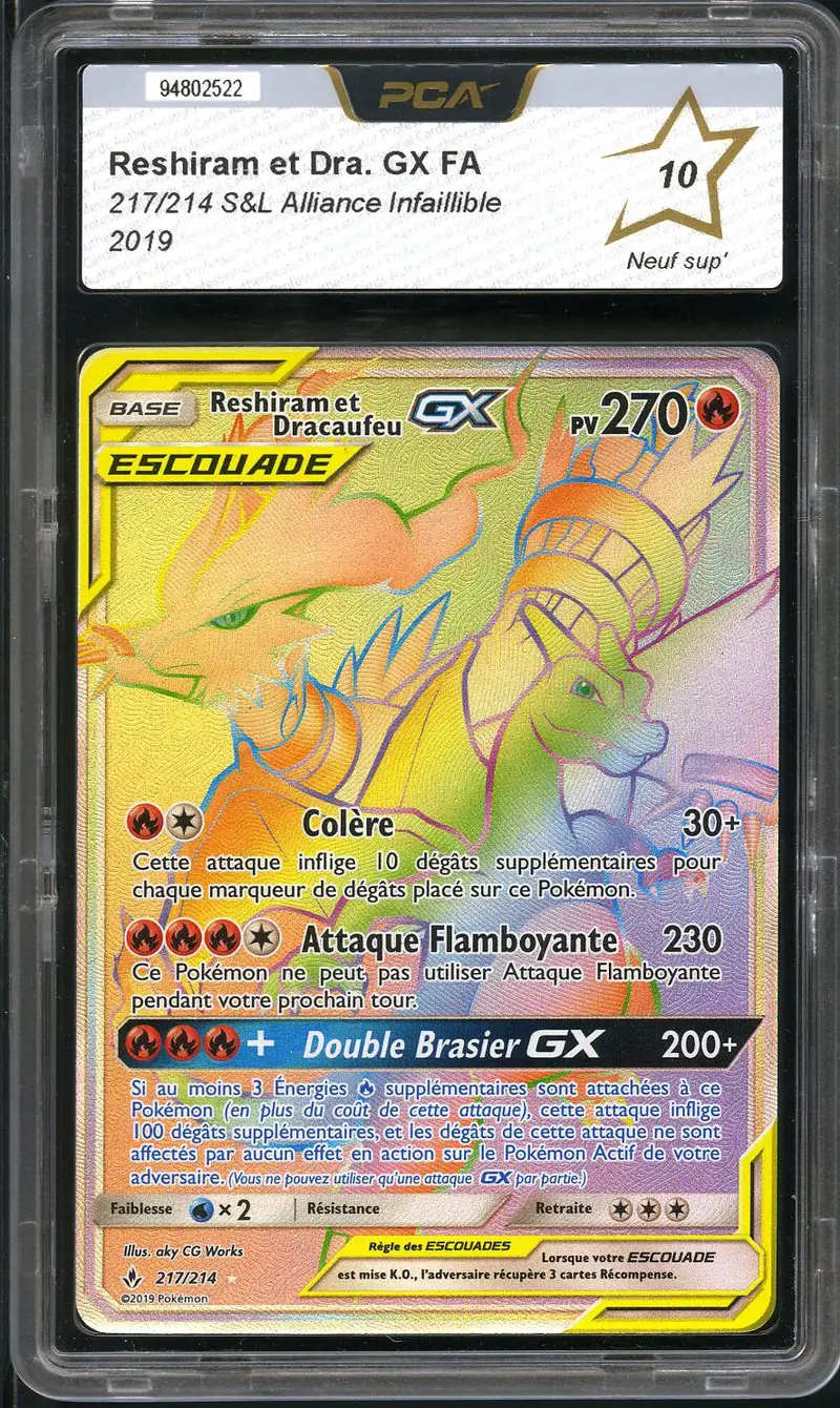 PCA 10 Reshiram et Dracaufeu Gx Rainbow