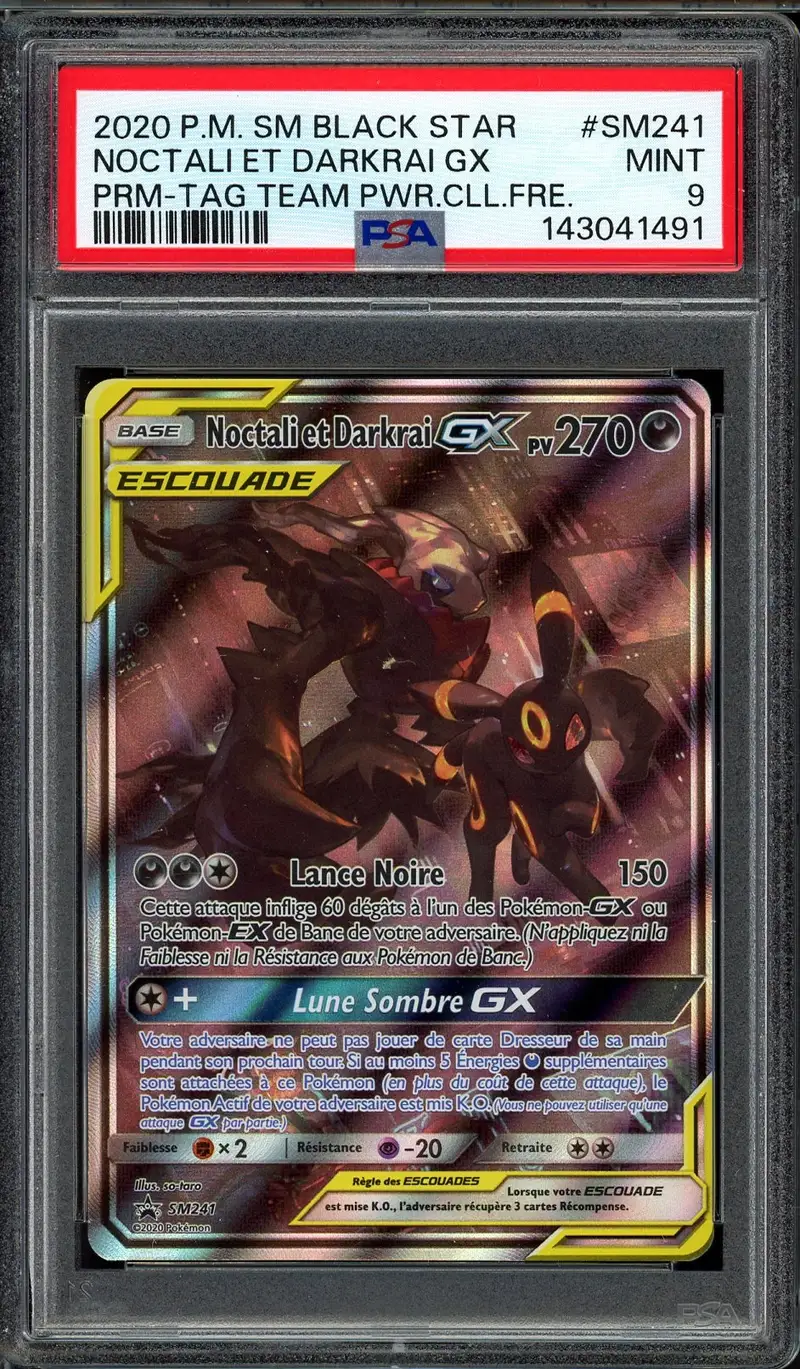 PSA 9 Noctali et Darkrai Gx