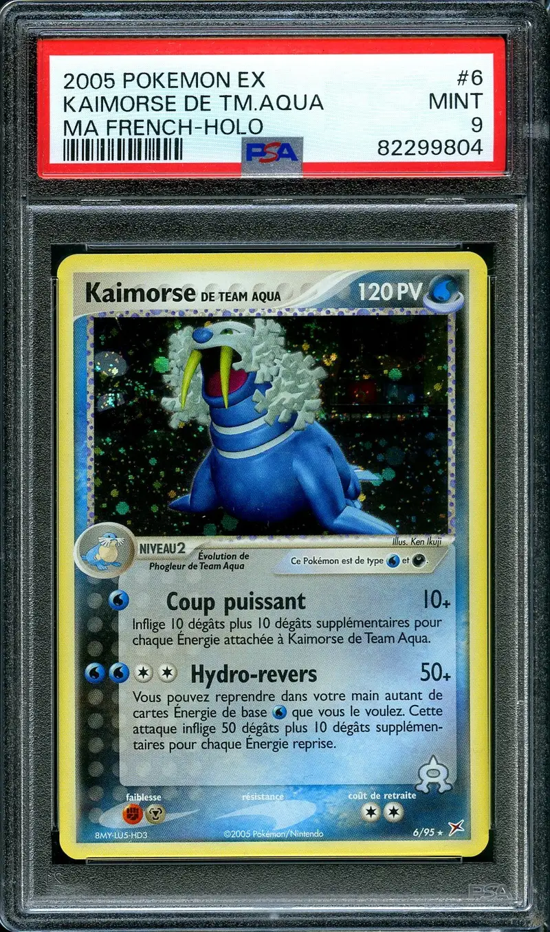 PSA 9 Kaimorse de Team Aqua Holo