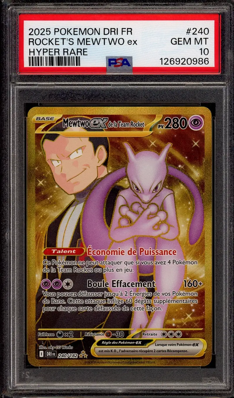 PSA 10 Mewtwo Ex de la Team Rocket Gold