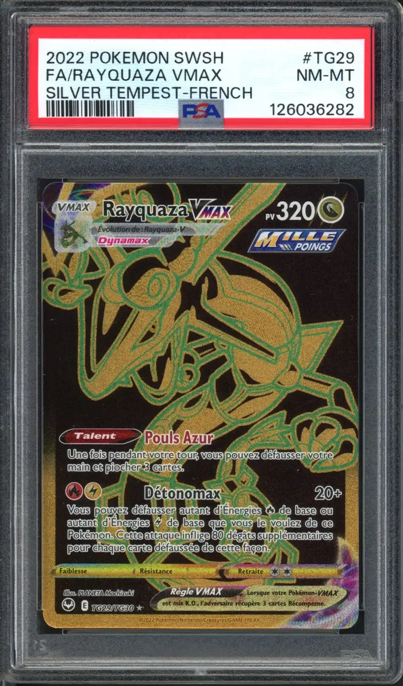 PSA 8 Rayquaza VMax Gold