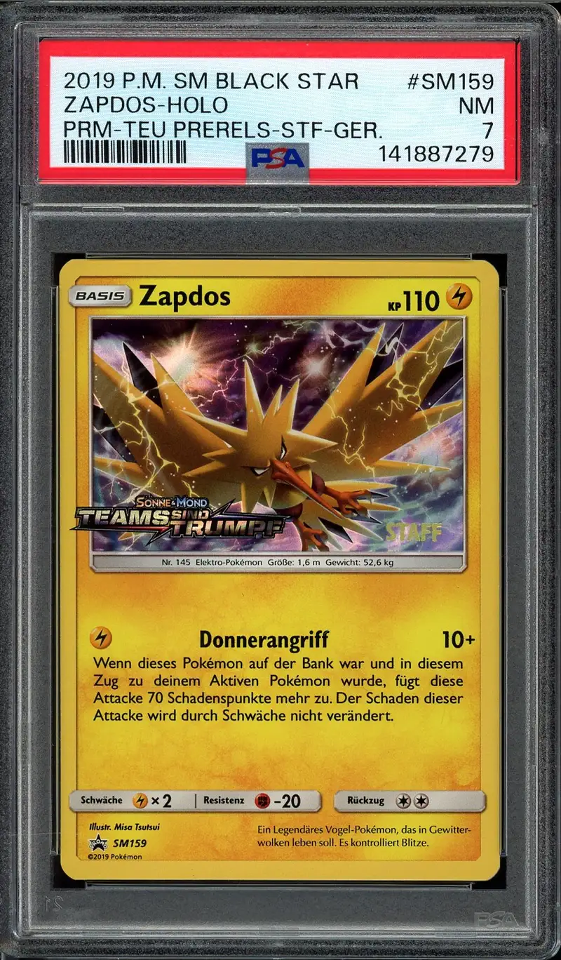 PSA 7 Zapdos Holo Prerelease Staff
