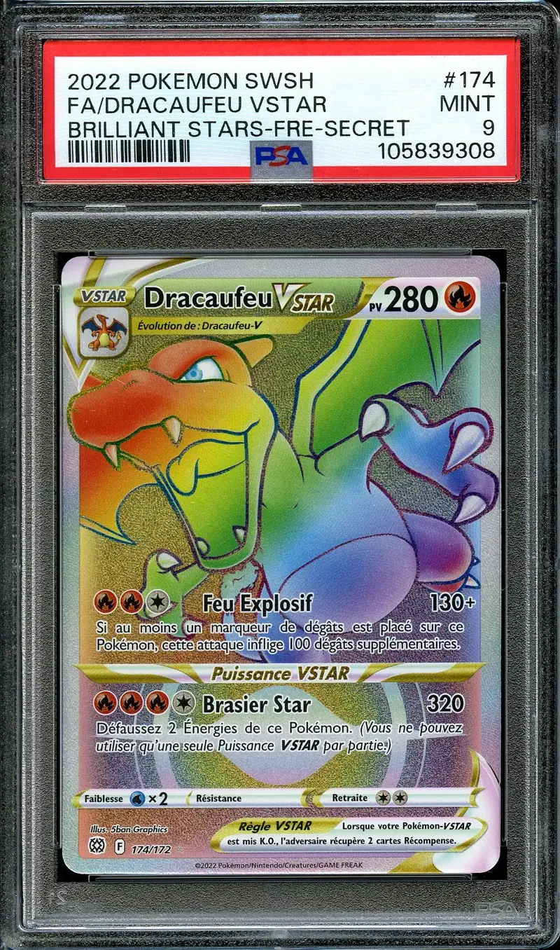 PSA 9 Dracaufeu VStar Rainbow