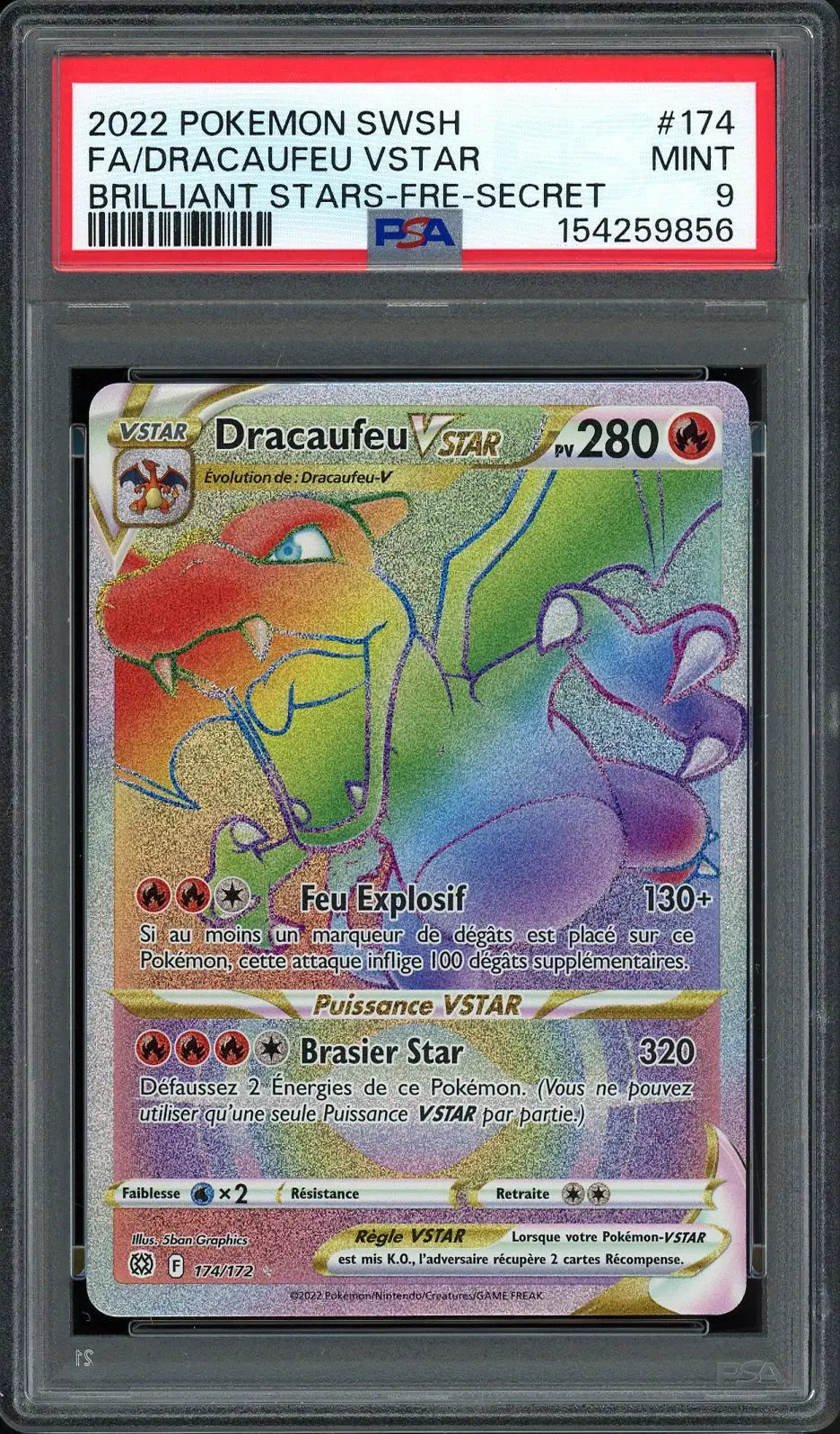 PSA 9 Dracaufeu VStar Rainbow