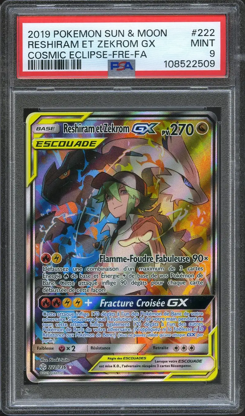 PSA 9 Reshiram et Zekrom Gx