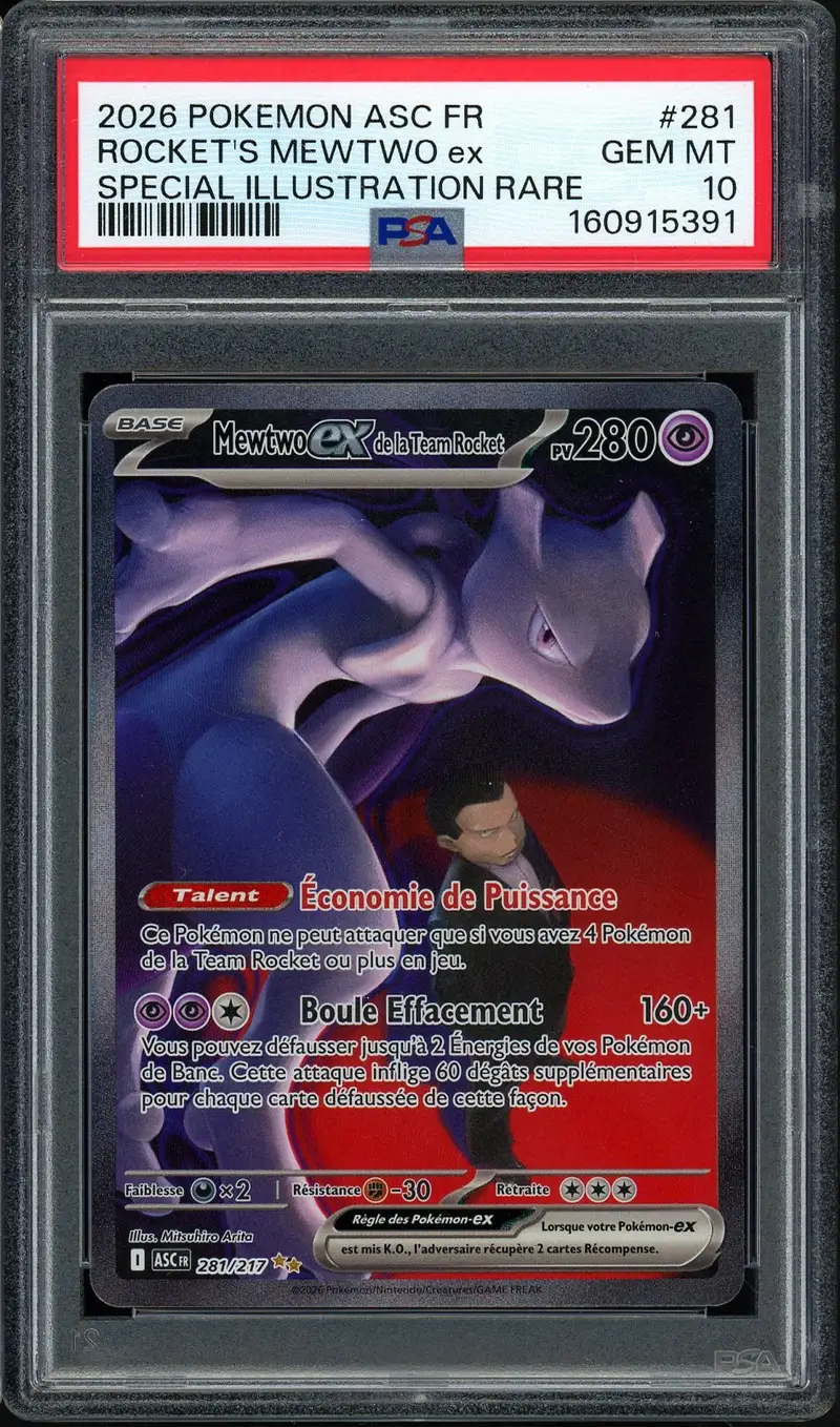 PSA 10 Mewtwo Ex de la Team Rocket
