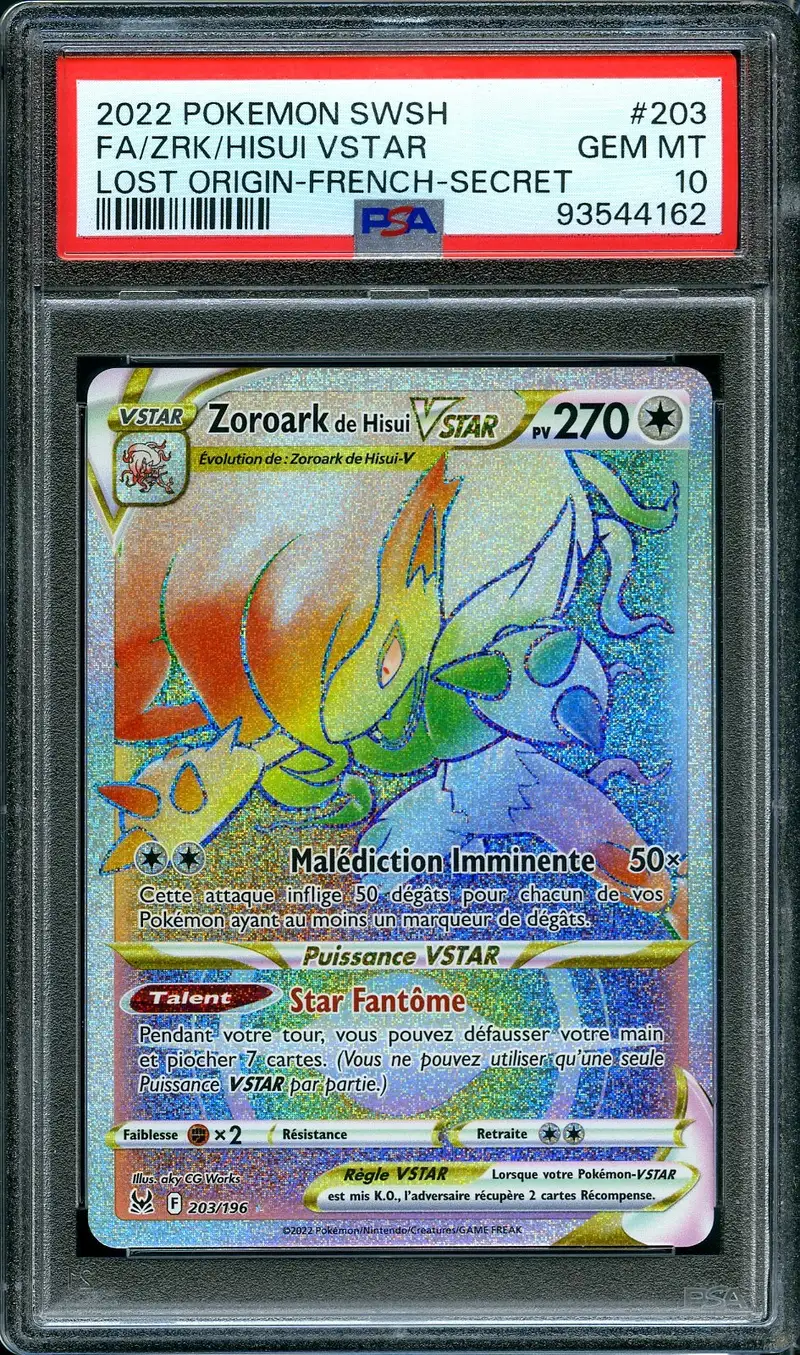 PSA 10 Zoroark de Hisui VStar Rainbow