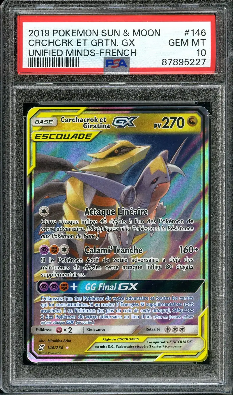 PSA 10 Carchacrok et Giratina Gx
