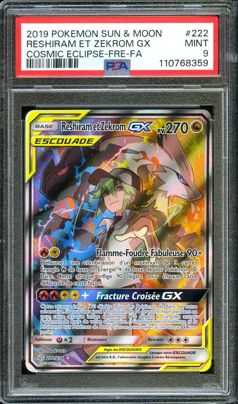PSA 9 Reshiram et Zekrom Gx
