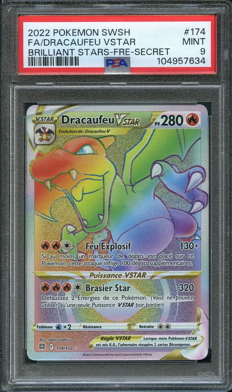 PSA 9 Dracaufeu VStar Rainbow
