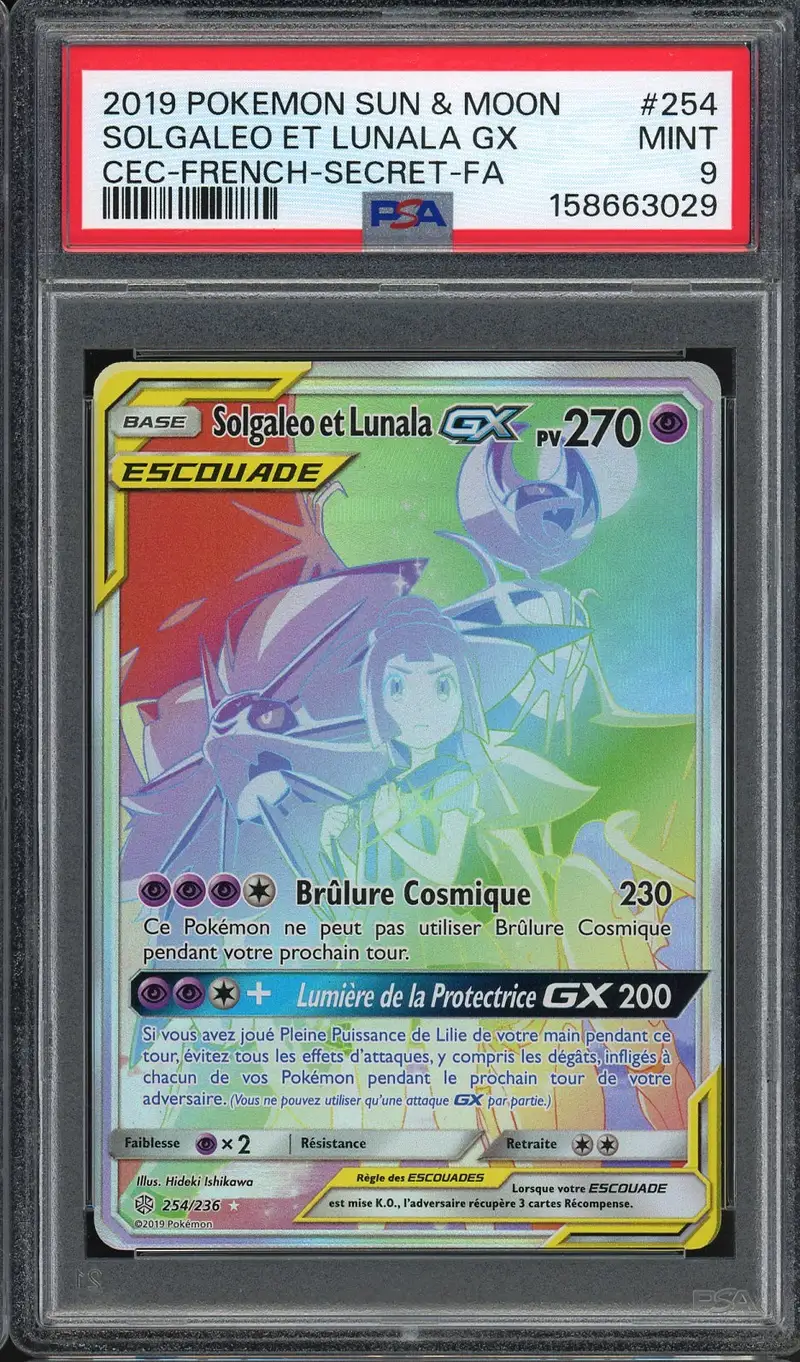 PSA 9 Solgaleo et Lunala Gx Rainbow