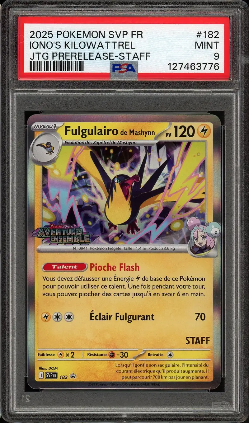 PSA 9 Fulgulairo de Mashynn Holo Prerelease Staff